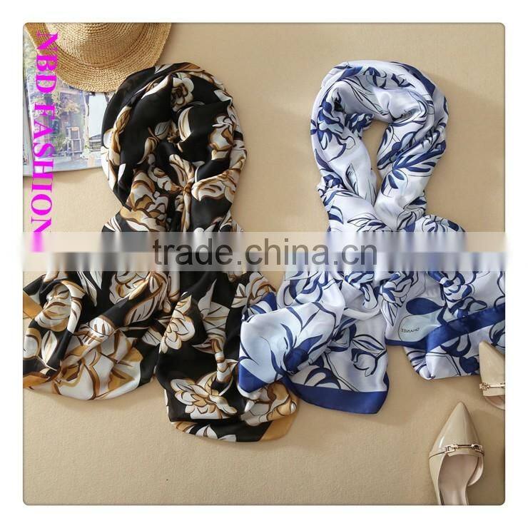 New Arrival Imitated Silk Blue Camellia Scarves and Beach shawls
