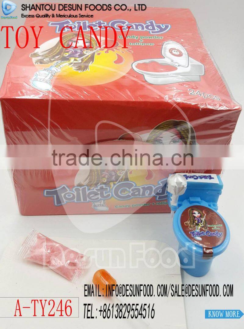 Novelty plastic toilet candy toy(powder candy+lollipop)