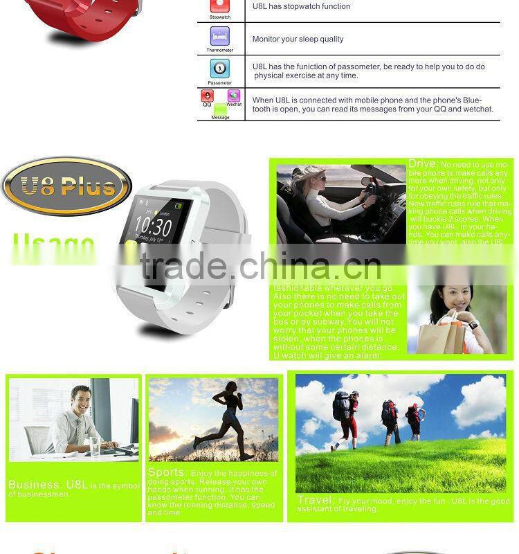 New model updated U8 smart watch for android and IOS system phones, smart watch 2015 hot selling product, new bluetooth watch