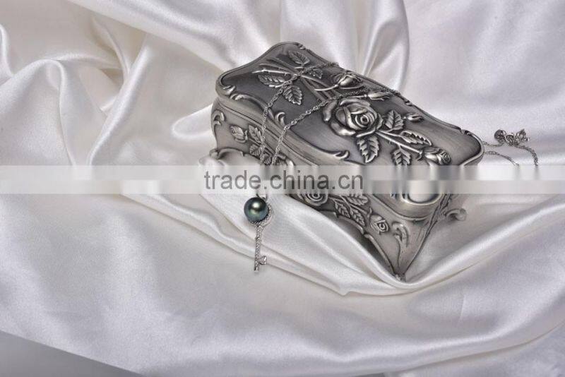 S925 silver necklace 8--9mm tahitian black pearl jewellery pendant