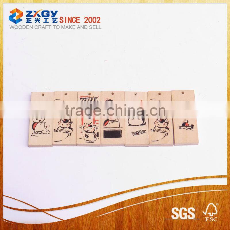 Pine wood tag with flower lasering