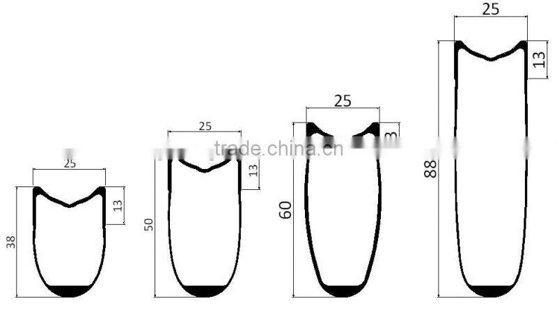 700C carbon bicycle 38/50/60/88mm Carbon Rim Aero U shape Clincher/tubular chinese wheels, Carbon Fiber Bicycle Rims lightweight