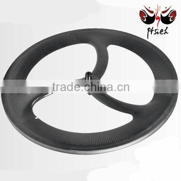 direct manufacuture tri spoke fibre carbon track bike wheelset tubular 700c/21mm