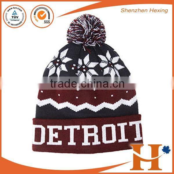 Best selling pom pom knitted beanie hat with custom label