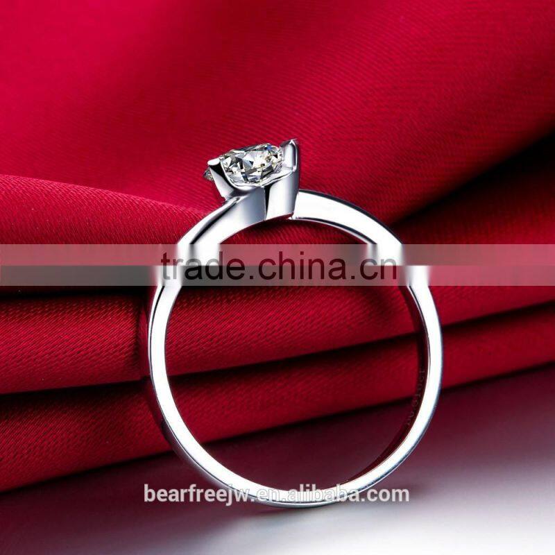 Engagement White Gold Plated CZ Promise love Wedding Rings 925 sterling silver