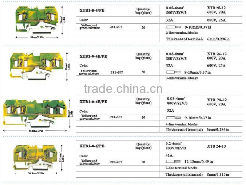 Front connection 4-line terminal block terminal connector XTB10-4E/PE