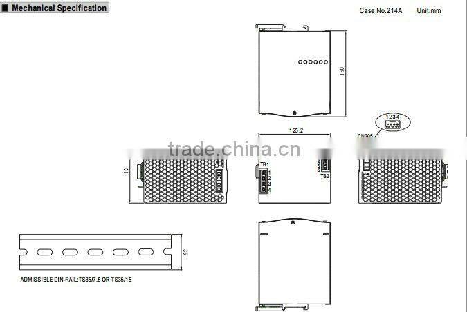 Mean well 960w din rail power supply 48v/960W Three Phase Industrial DIN RAIL with PFC Function