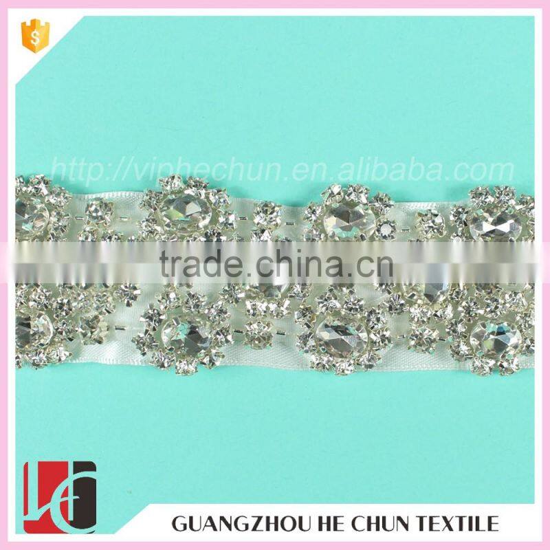 HC-17-1 Hechun Sew on Silver White Decorative Stone Beaded Trim