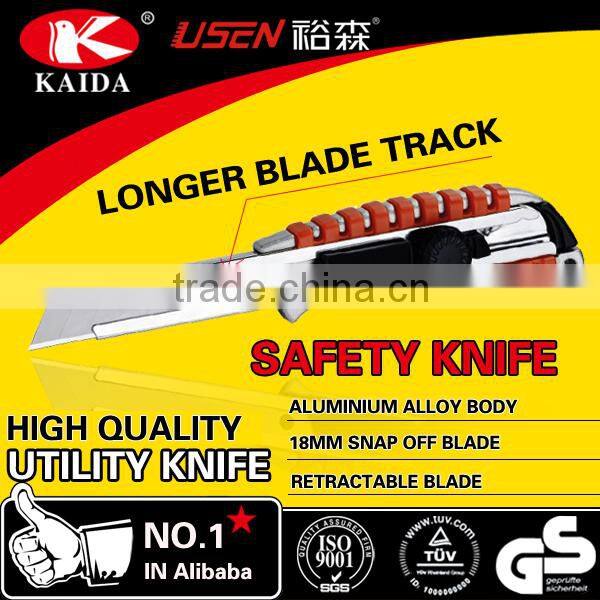 Auto Retractable Safety 18mm Snap Off Blade Aluminium Alloy Screw Lock knife