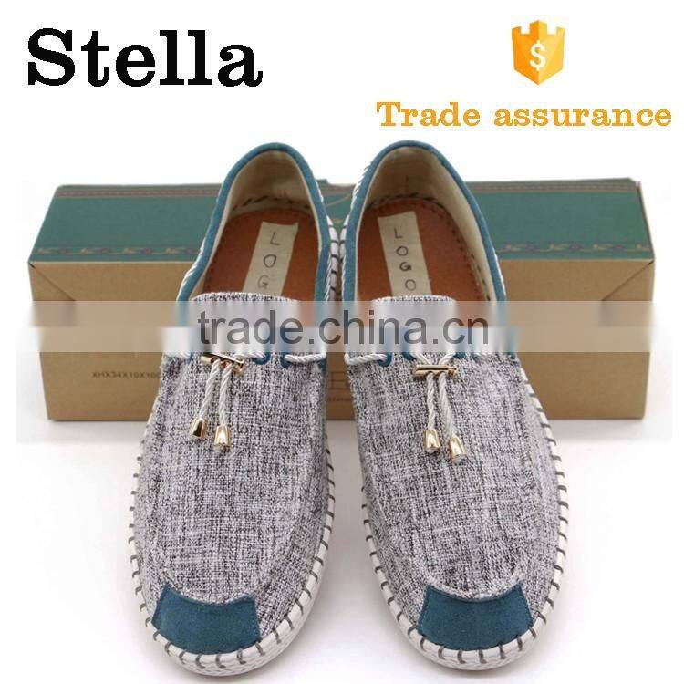 comfortable rubber sole threading strappy men canvas loafer shoes