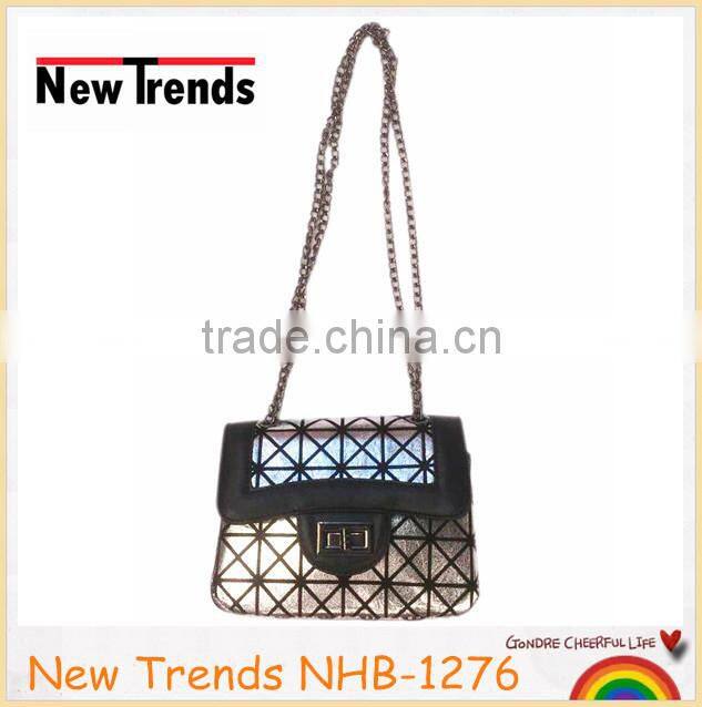 Fashion shinny leather shoulder bagcustom made chain handbag