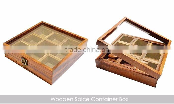 2016 wholesale handmade new design cheap wooden spice box for kitchen storage