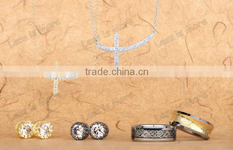 Gun Metal Crown Setting CZ silver Stud Earrings