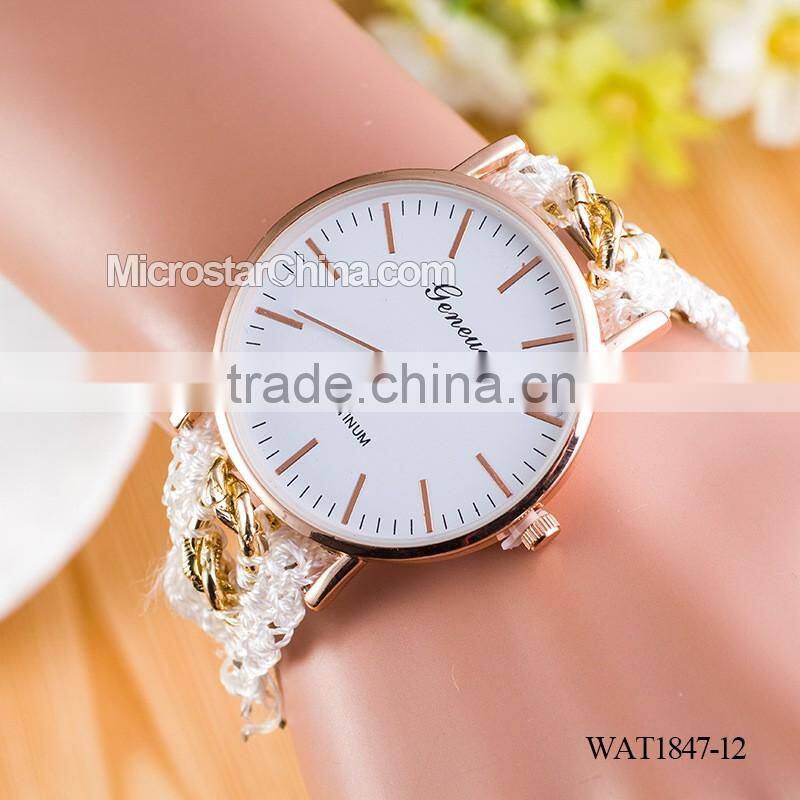 Women New Classic Geneva Ethnic Braided Analog Quartz Chain Bracelet Wrist Watch
