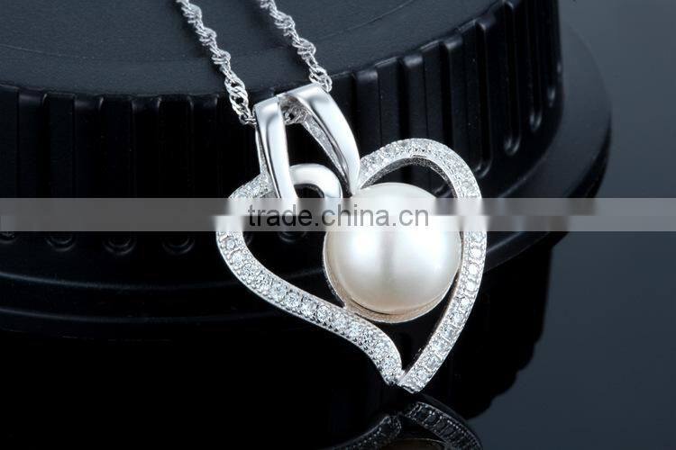 Hight Quality Freshwater Pearl 925 Sterling Silver Heart Pendant