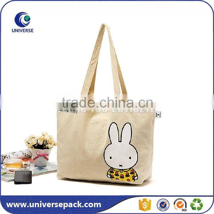 fashion blank canvas tote bag with inside pocket