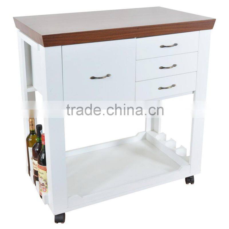 Multipurpose Wooden Wine Trolley