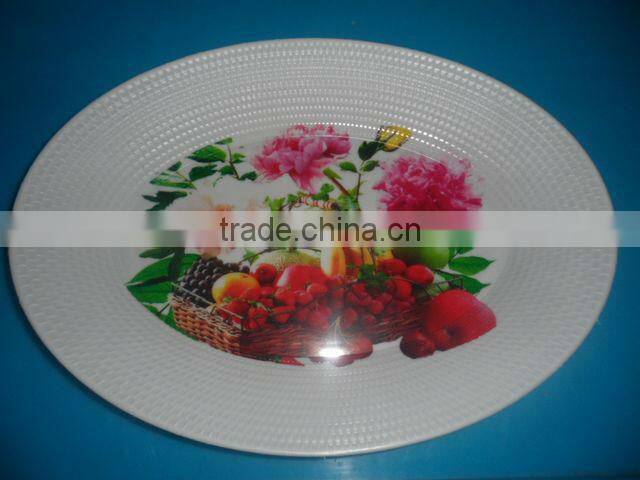 14"plastic oval flat printing dish with metal ring
