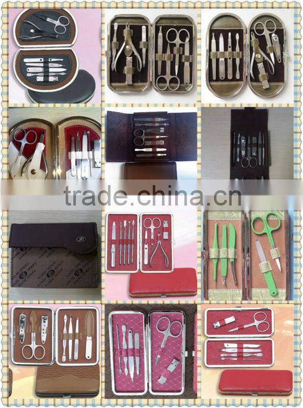 MRT-040 9pcs PU bag with carbon steel german manicure sets