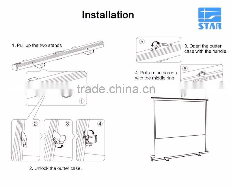 60 Inch 16:9 Floor Pull-up Projection Screen, Portable Projection Screens Easy Carry