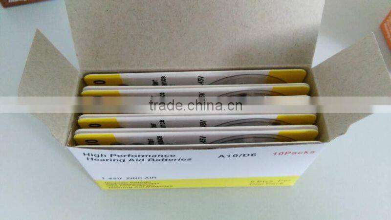 A10 1.4v 90mAh zinc air cell battery d