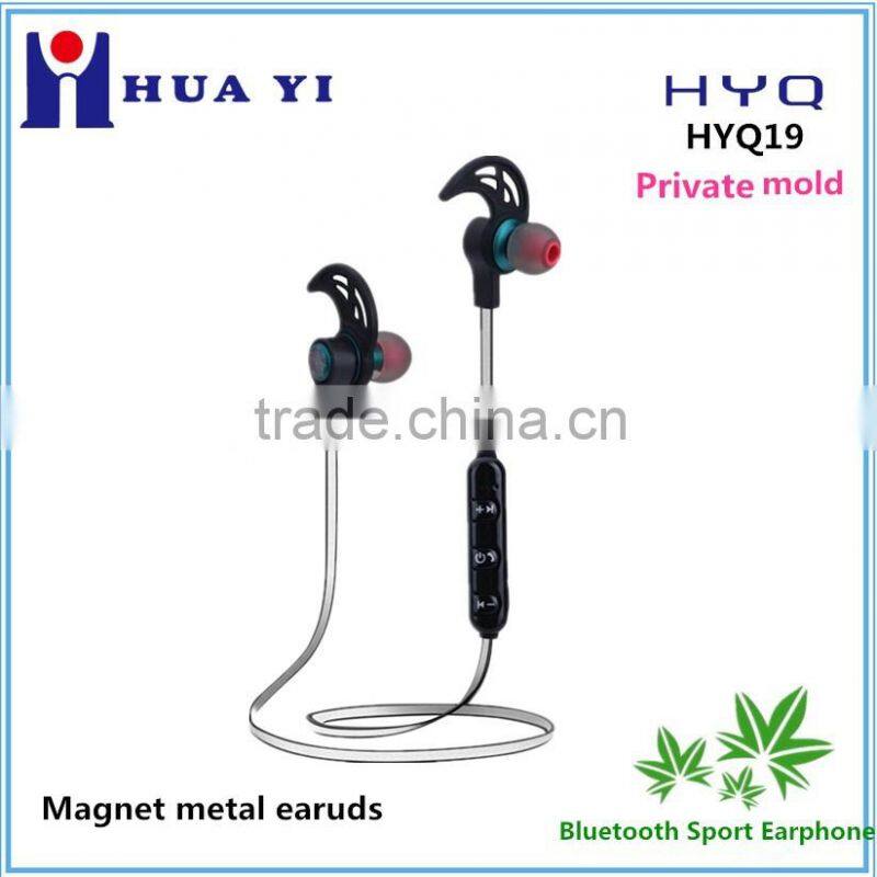 New coming private mold magnet metal earbuds sport bluetooth earphone
