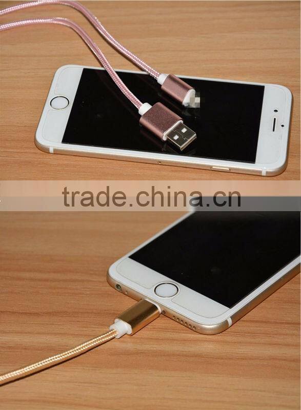 Top quality Mobile Phone USB Sync Data Cable 1m Nylon Data Line 2A Fast charge for Apple iPhones 5/5s/se/6/6s/6s plus/ipad mini