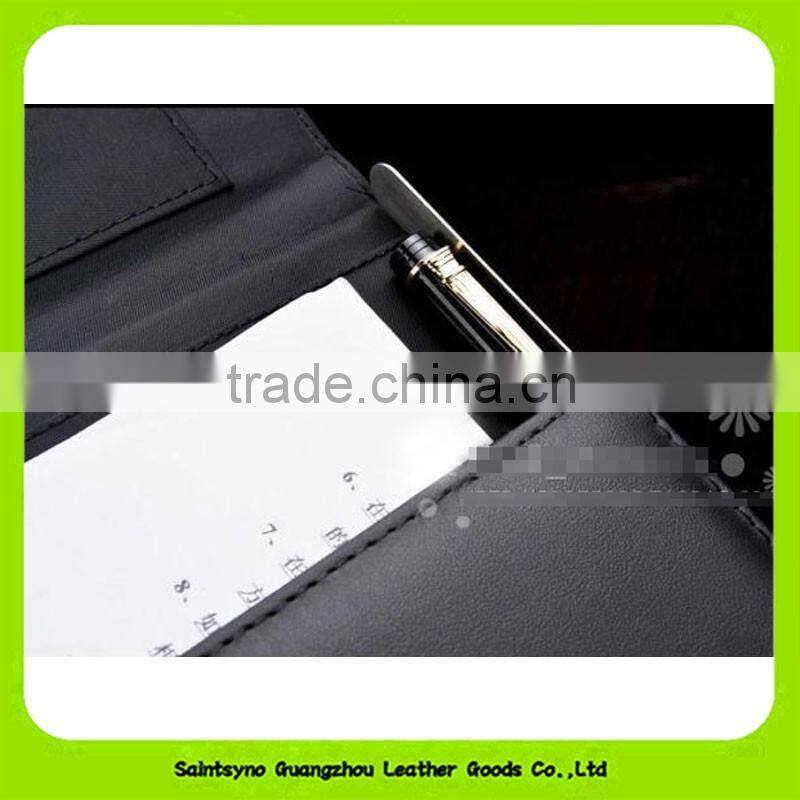16038 A4 PU leather stainless steel frame magnetic closure folder for documents holder file padfolio