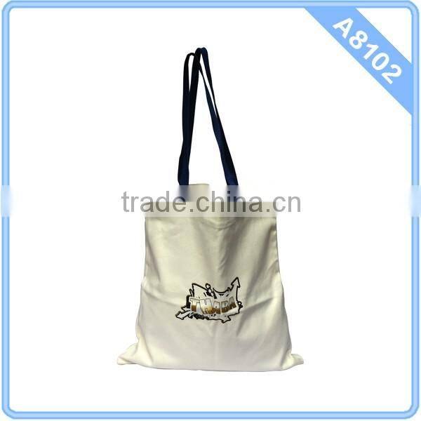 Plain canvas tote shopping bag with pocket