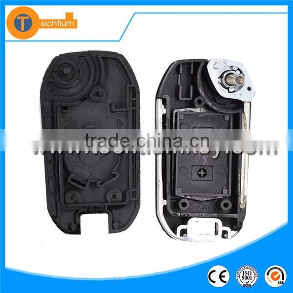 plastic 3 button flip remote key blank with uncut right blade without logo with chip groove for opel zafira signum