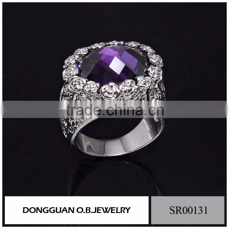 New Products Stainless Steel Ring /925 Silver Ring With Purple Stone Wholesale