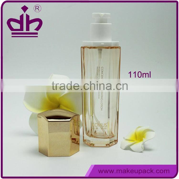 New design empty cosmetic hexagon bottle 110ml for skin moisturizer