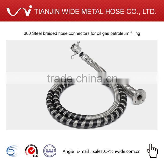 300 Steel braided corrugated hose for oil gas/ petroleum filling