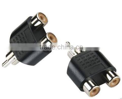 2016 new arrival 1x RCA Male to 2x RCA Female Audio Video Stereo Splitter Adaptor Socket
