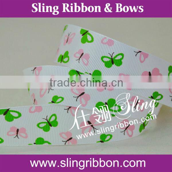 Fancy Butterfly Pattern Grosgrain Ribbon
