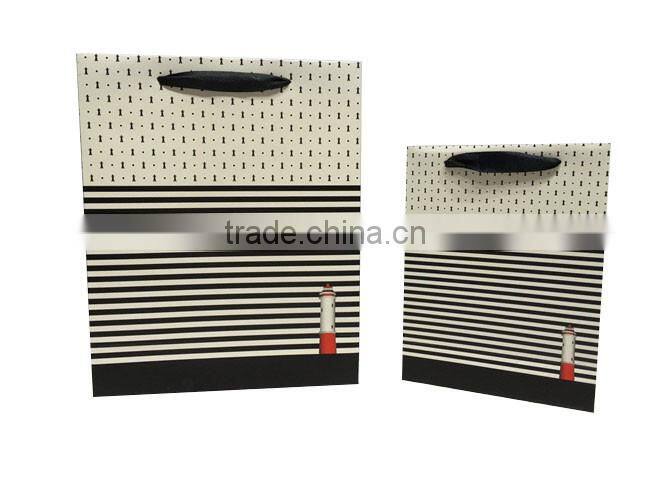 Beautiful Striped Design Paper Bags Wholesale Logo Printed Bags