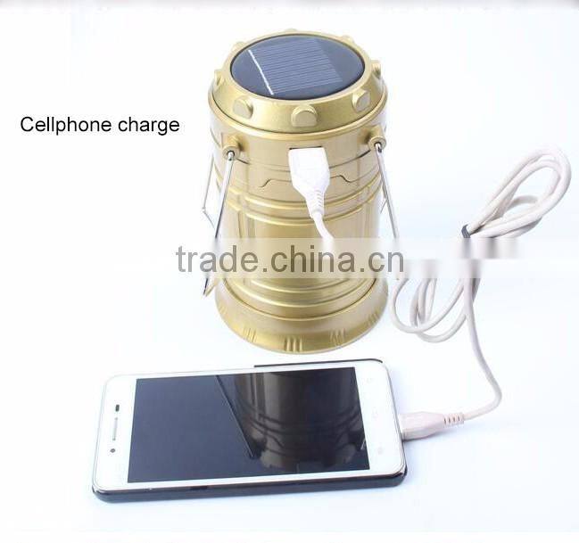 rechargeable solar power LED camping lantern with cellphone charge fuction