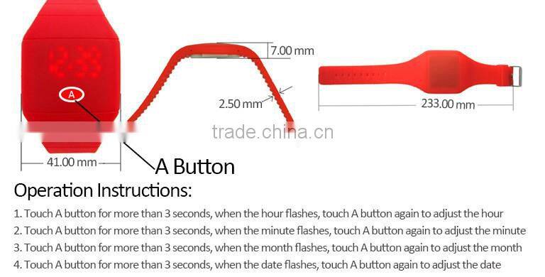 Unisex Touch Design Digital LED Silicone Sports Wrist Watch For Women Men