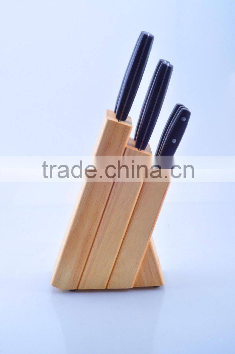 7PCS PP handle kitchen knives with pine wood block