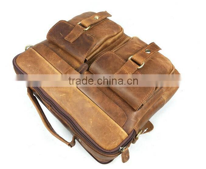 Boshiho vintage cowhide leather handle handmade travel bags organizer