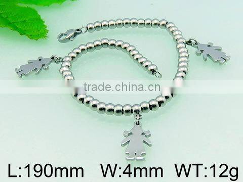 New design Lovely boy and girl fashion stainless steel bracelet fitness bracelet
