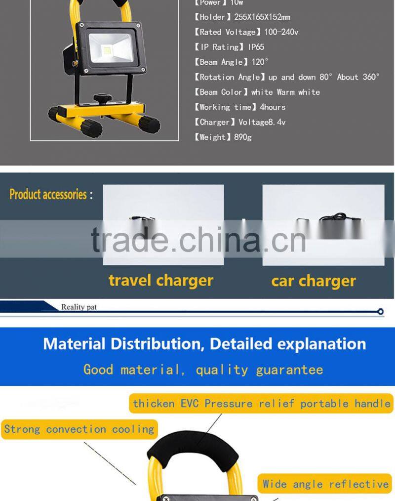 hand held work lamp rechargeable 10w flood light