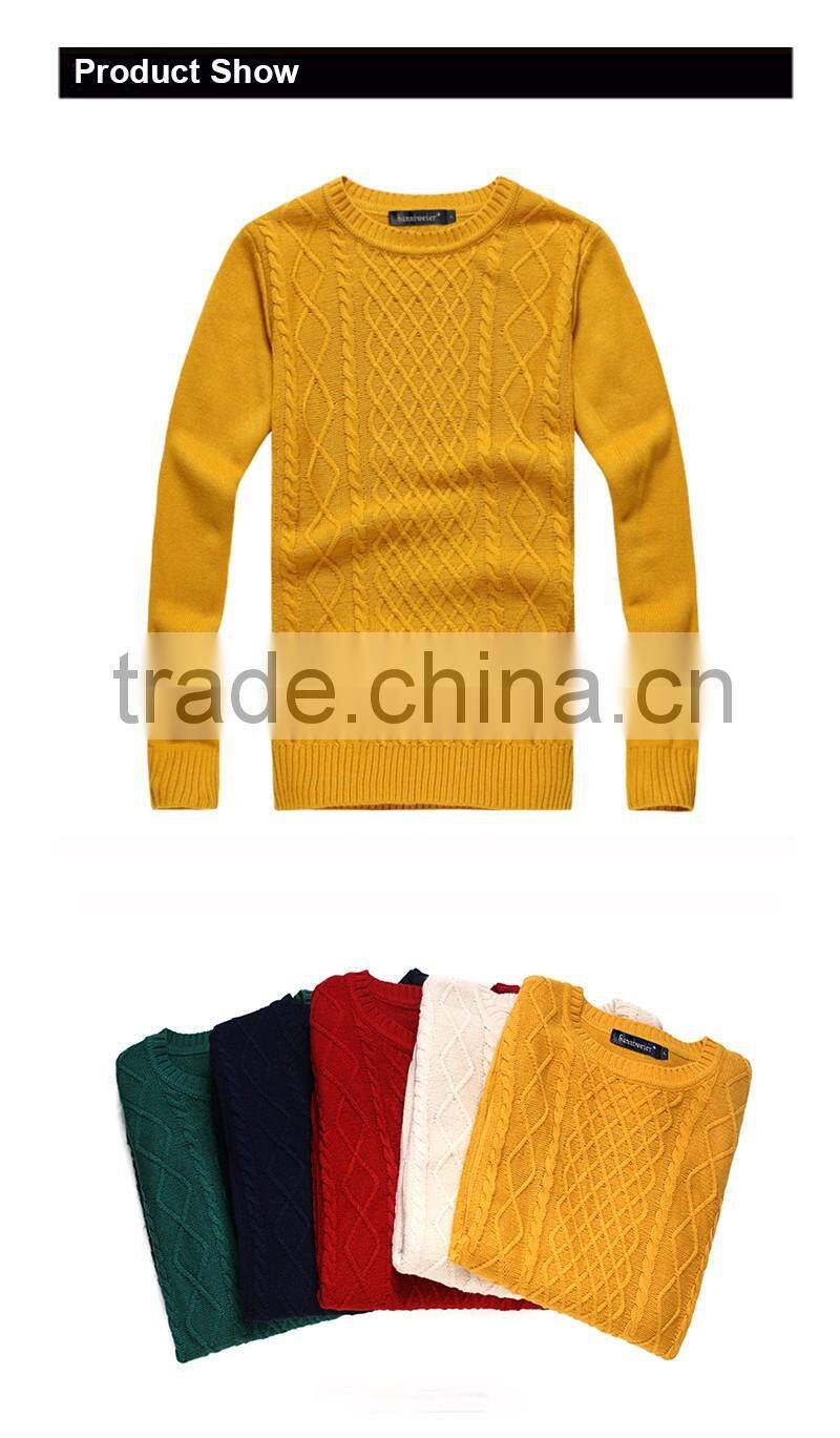 16FZCAS26 cable knitted cotton cashmere sweater men