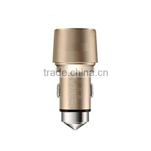 High quality Safety Hammer Car Charger Micro Auto Universal Dual Usb For Ipad