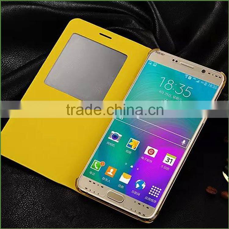 Hot Sale PU Leather Case for SAMSUNG NOTE 5 with windows , case for Samsung Galaxy note 5