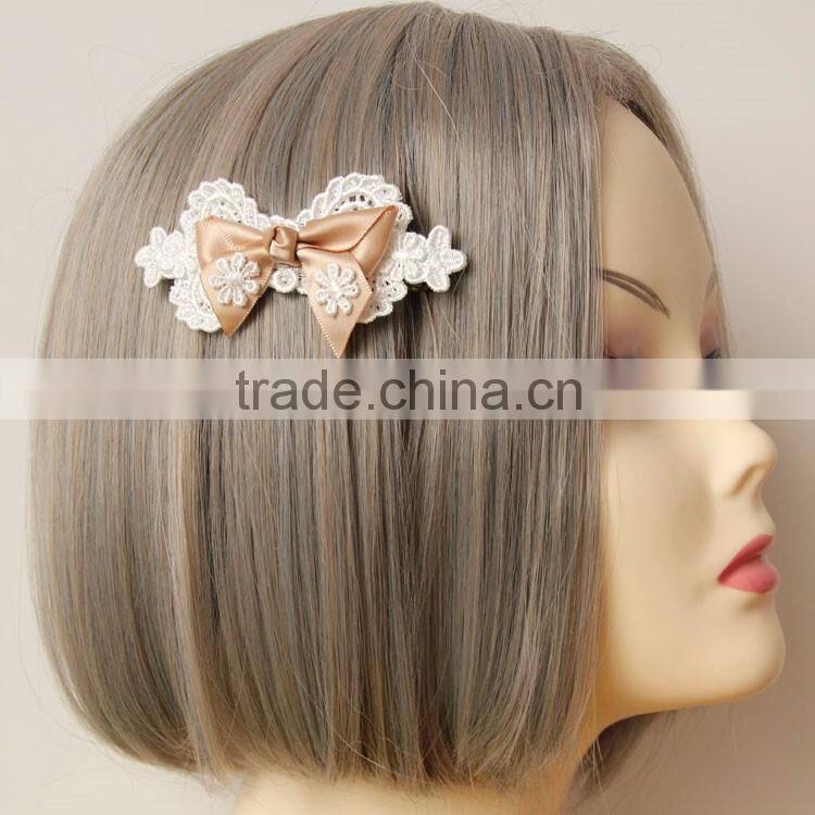 MYLOVE fashion bow barrette with white lace vintage hair jewelry