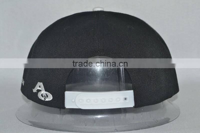 Guangzhou hat factory professional custom 100% acrylic/black/embroidery logo/flat brim hat
