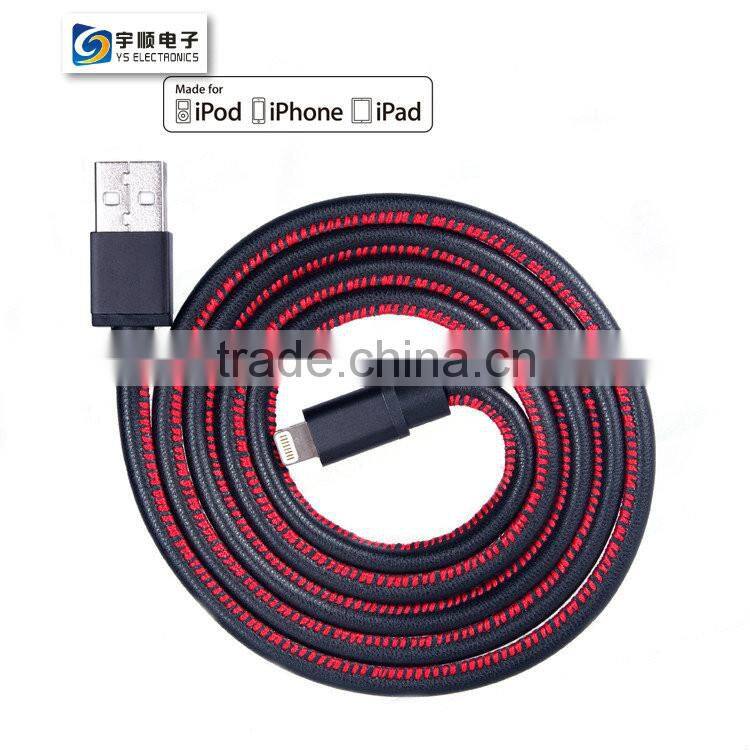 Real Leather MFi Braided Cable For iPhone 6 Plus / 6 / 5S / 5C / 5