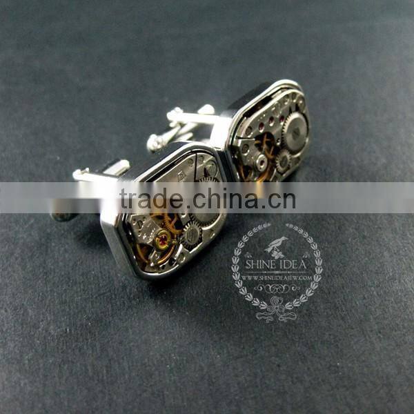 14x19mm vintage style steam punk watch movement rhodium fashion cuff link 6600035