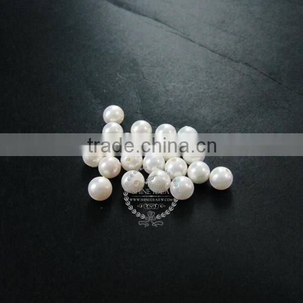 8mm half drilled white round artificial imitation mother of pearl shell pearl beads for earrings studs DIY supplies 3021048